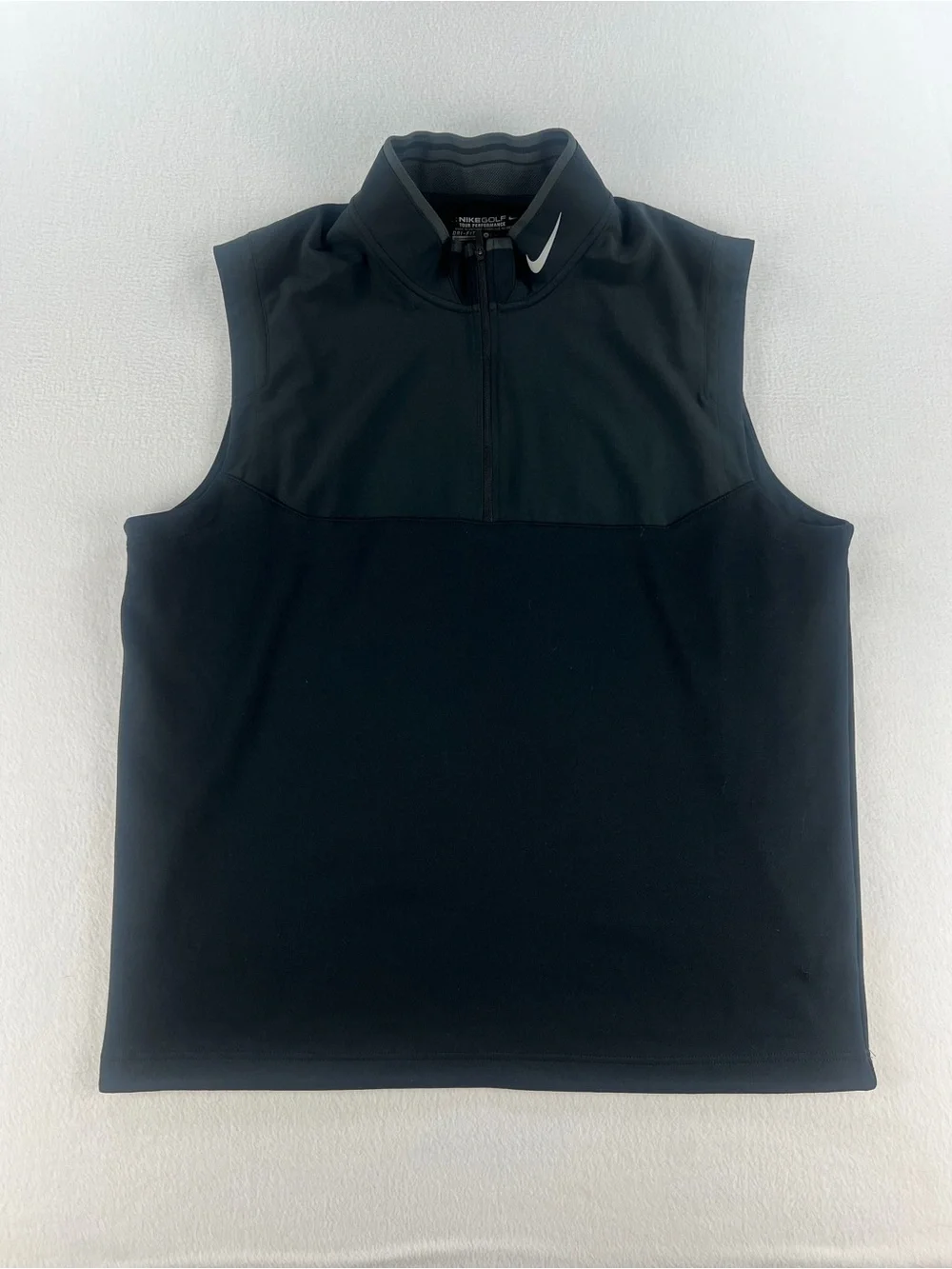 Nike Golf Dri Fit Tour Performance 1/4 Zip Vest Black Sleeveless Mens Size XL
